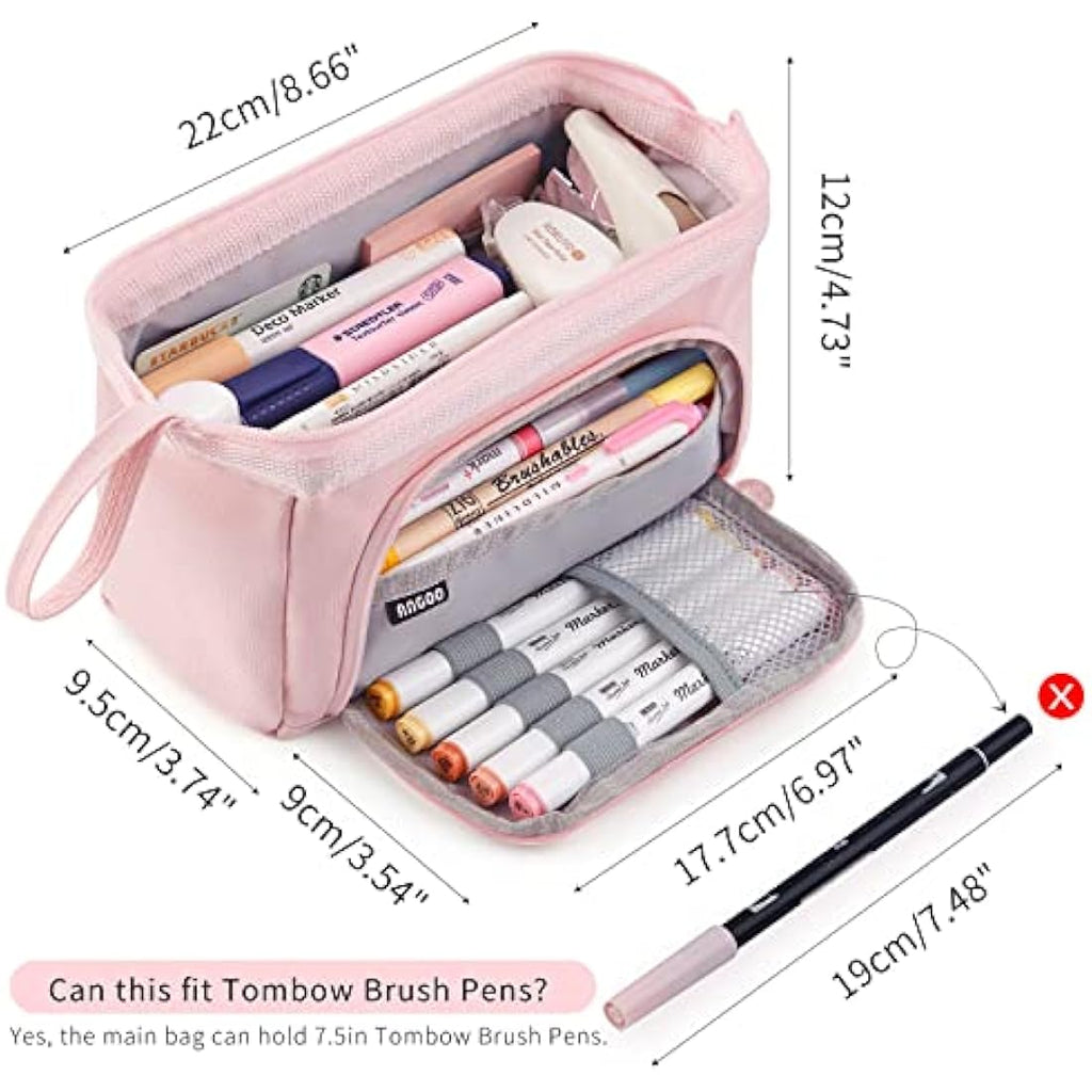 EASTHILL Large Capacity Pencil Case | Durable Canvas Stationery Pouch