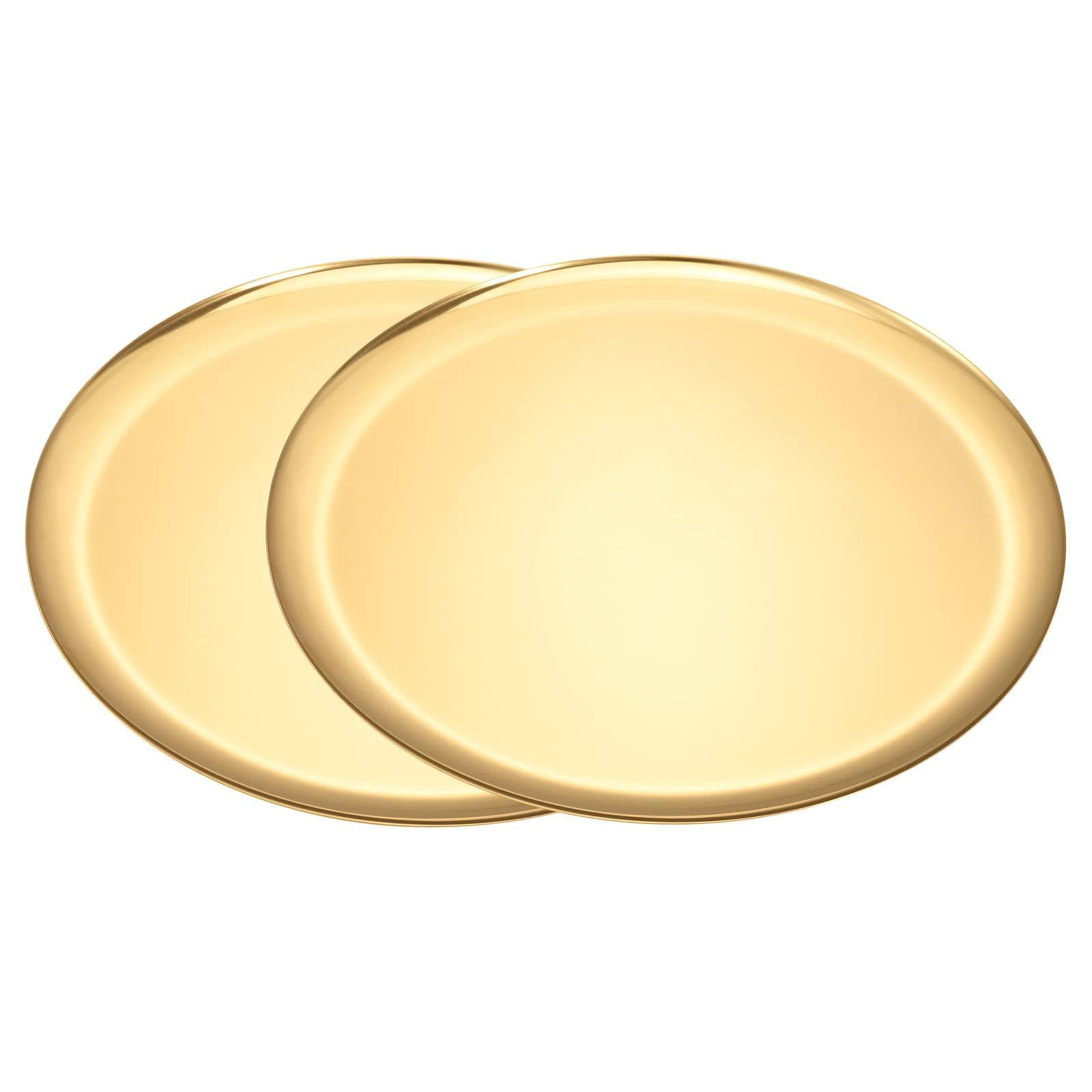 Luvtree Set of 2 Large Round Gold Stainless Steel Decorative Trays