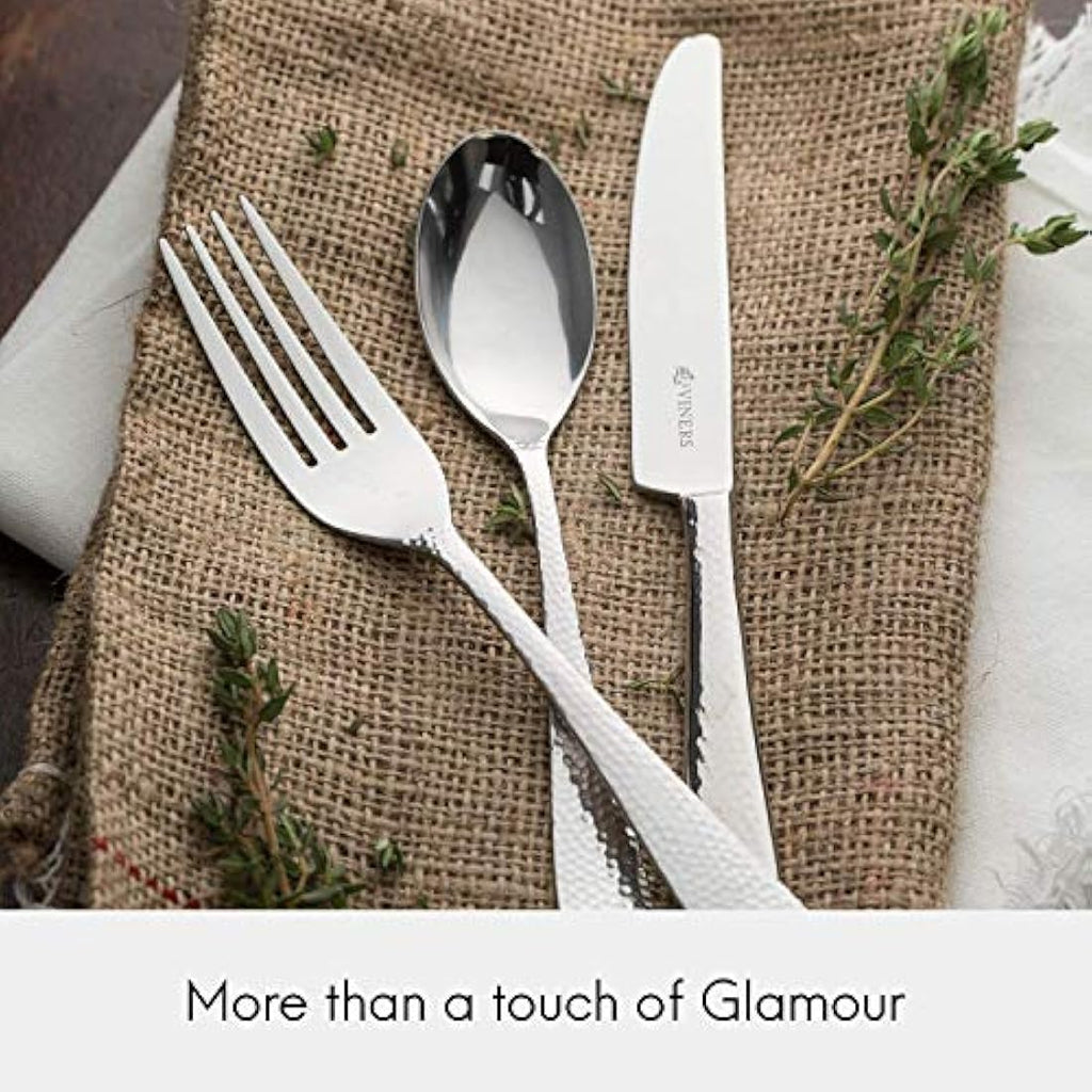 Viners Glamour 24-Piece Hammered Stainless Steel Cutlery Gift Set