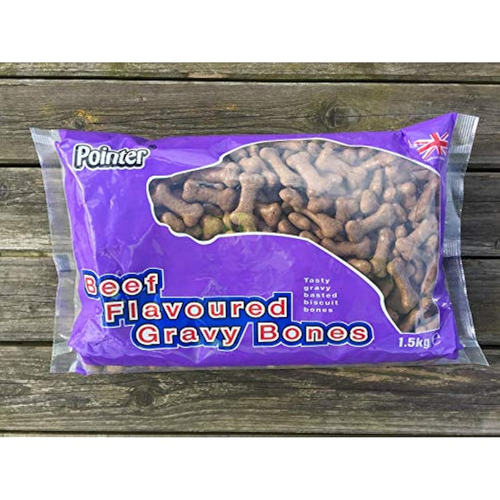 Pointer Beef Flavoured Gravy Bones – Oven Baked Dog Treats, 1.5kg