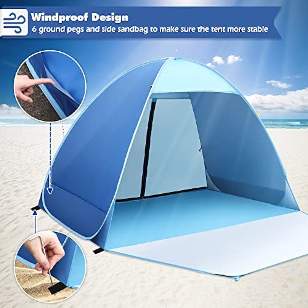 Jolof Store Pop Up Beach Tent – UV 50+ Portable Sun Shelter with Floor