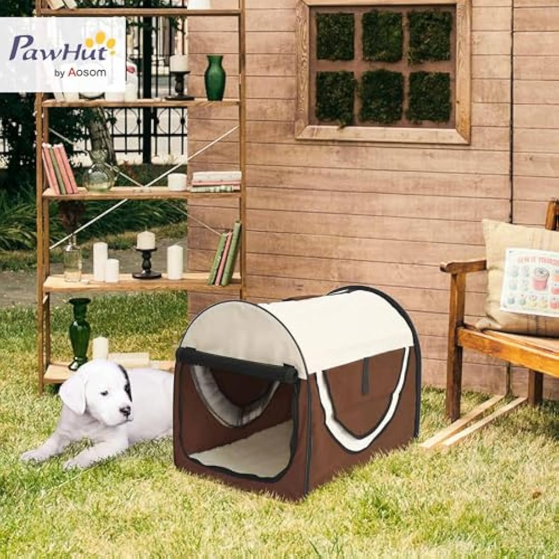 Pawhut Folding Soft Pet Crate – Portable Dog & Cat Travel Carrier, Brown