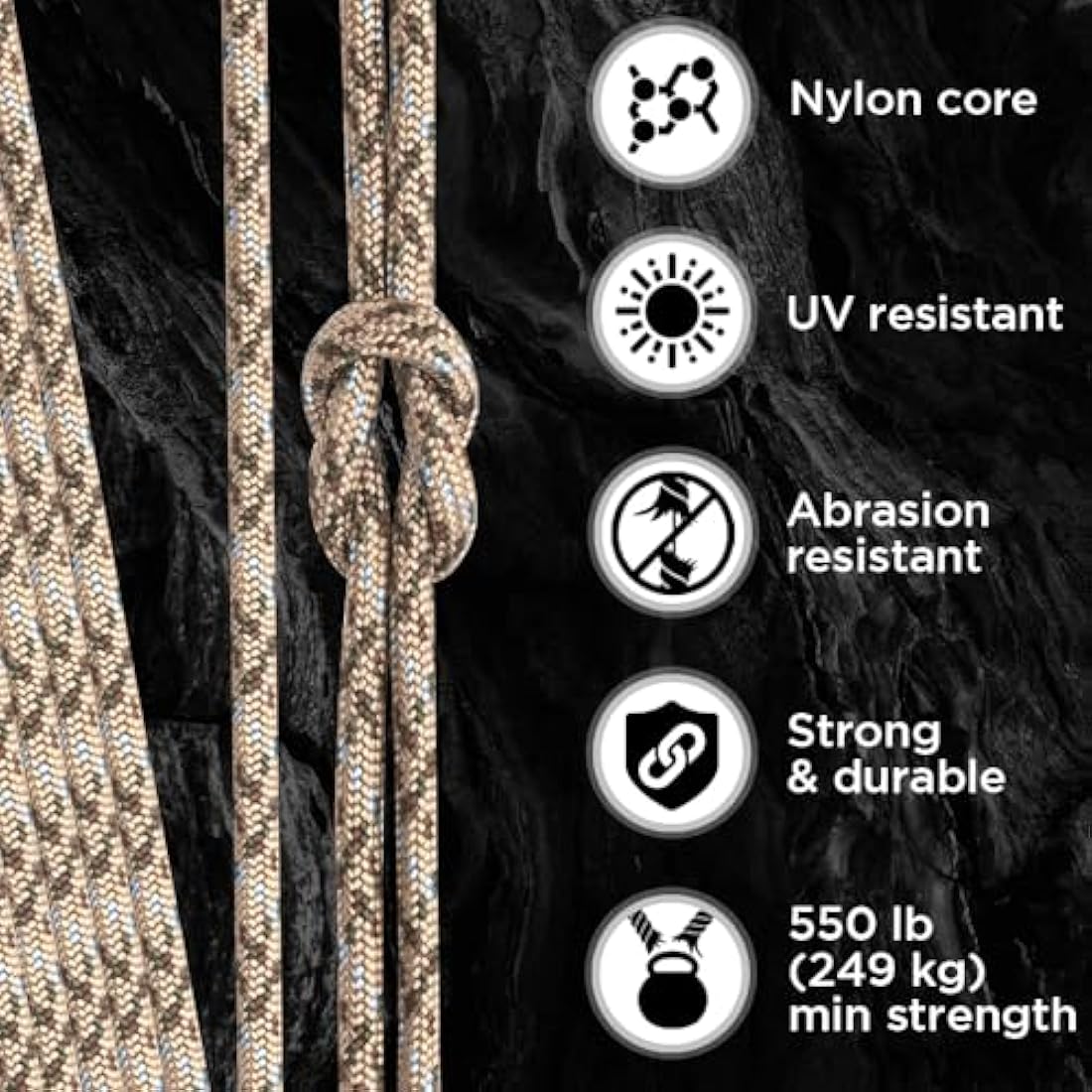 TECEUM 550lb Paracord – 4mm Nylon Tactical Rope for Survival and Camping