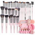 MAANGE 54 Pcs Professional Makeup Brush Set with Travel Bag – Pink