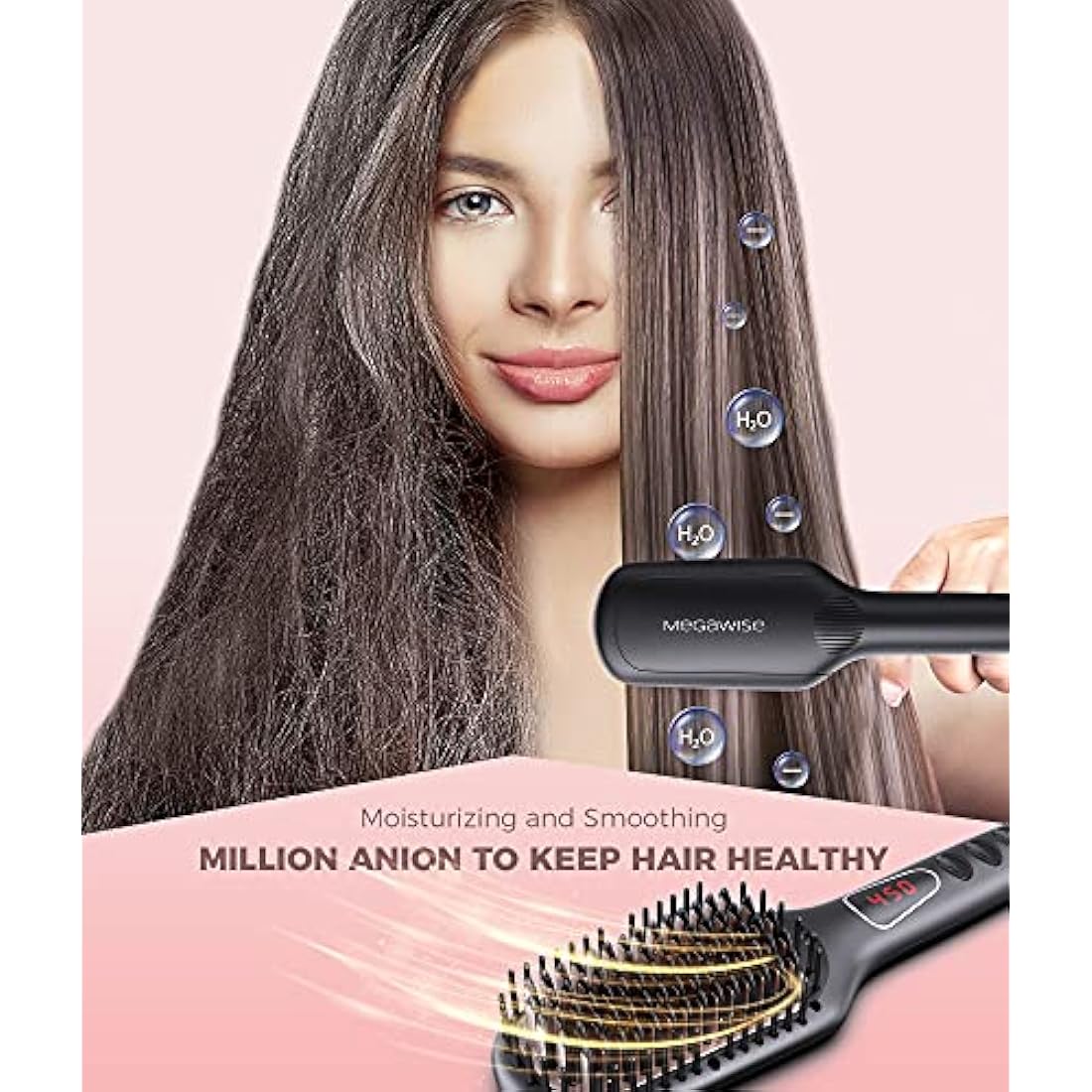 MEGAWISE Ionic Hair Straightener Brush – Ceramic MCH Fast Heating