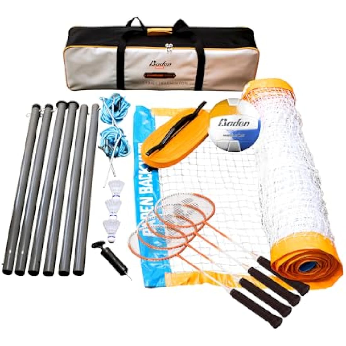 Baden Champions Volleyball & Badminton Set | Portable Outdoor Game Kit
