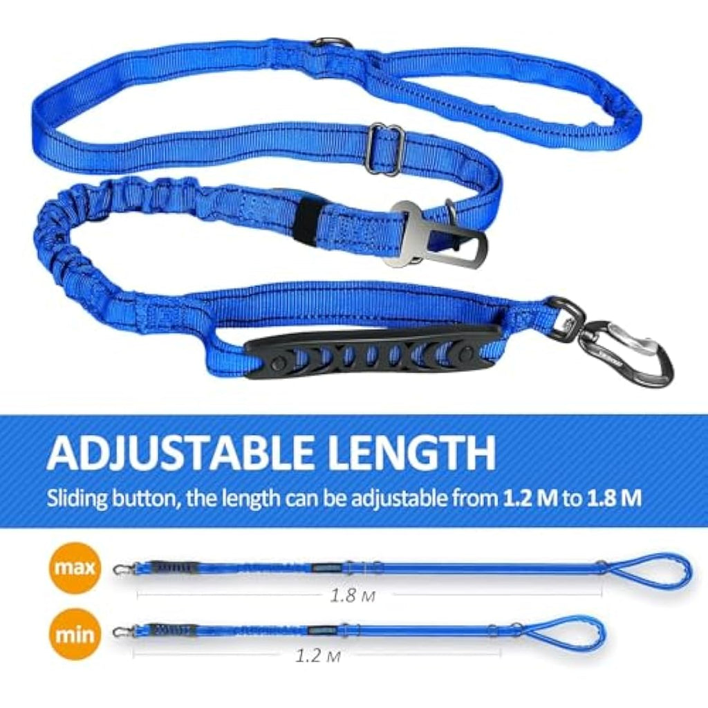 IOKHEIRA Bungee Dog Leash – Anti-Pull Lead with Car Seat Belt Buckle