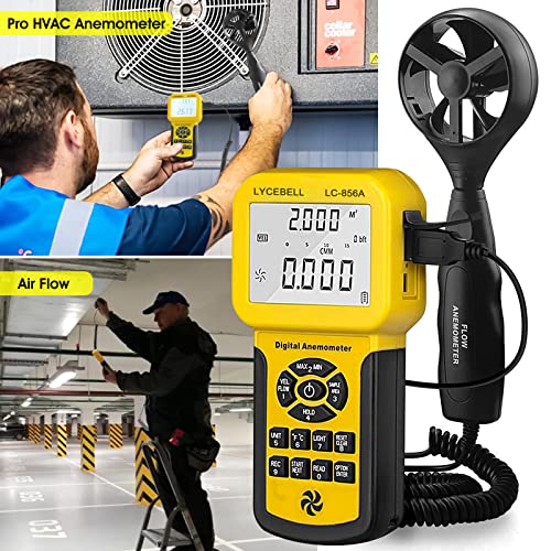 LYCEBELL LC-856A Pro Anemometer – HVAC CFM Meter with Telescopic Sensor