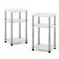 Furinno 3-Tier Turn-N-Tube Side Table Nightstand, White Oak, 2-Pack