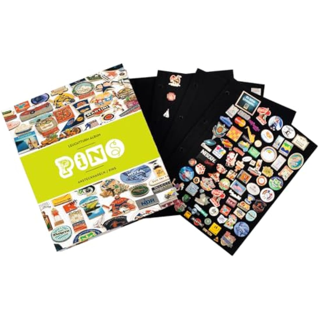 Leuchtturm Grande Pin Album – Badge Display with 5 Velvet Boards