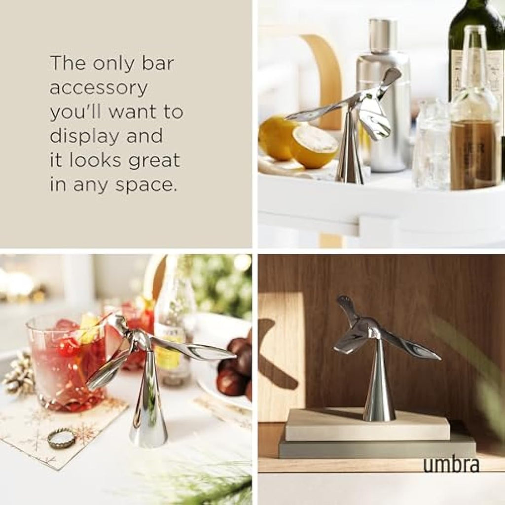 Umbra Tipsy Bottle Opener – Sculptural Polished Metal Bar Accessory