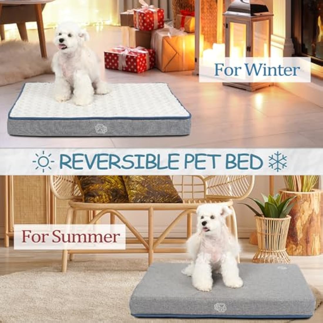 EMPSIGN Orthopedic Dog Bed – Reversible Washable Crate Mattress, Grey