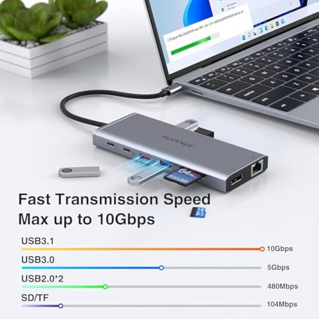 Jolof Store 14-in-1 USB C Docking Station – Triple Display 4K & 100W PD