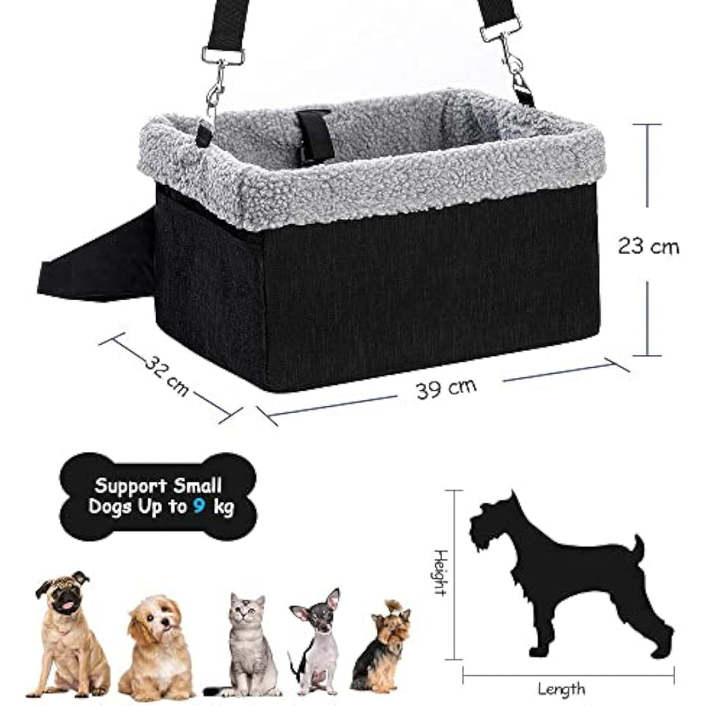 UNICITII Elevated Dog Booster Car Seat – Small Pet Travel Carrier, Black