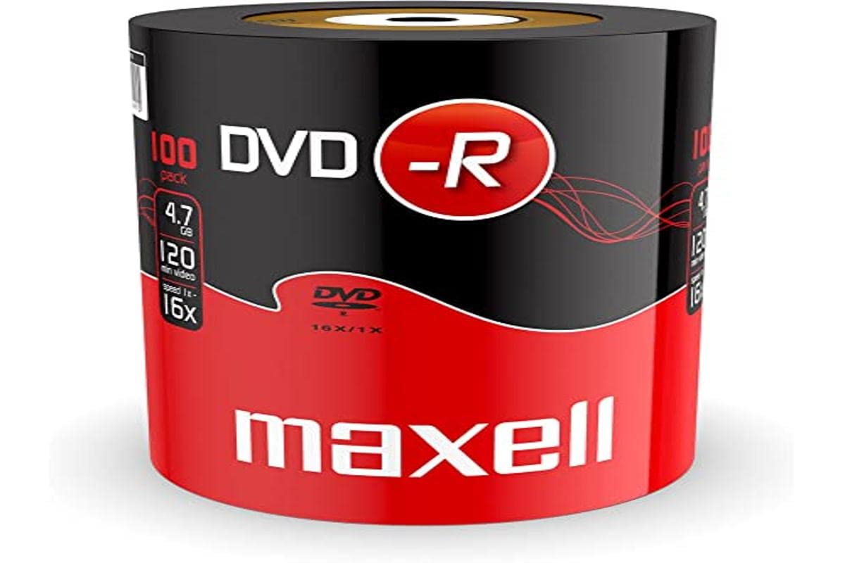 Maxell DVD-R 4.7GB 16X Blank Discs | 120 Min Video - 100 Pack Shrink