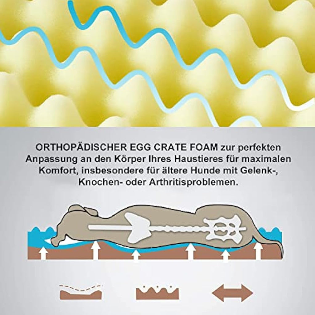 JOYELF Orthopedic Dog Bed – Waterproof Egg Crate Foam Mat with Washable Cover
