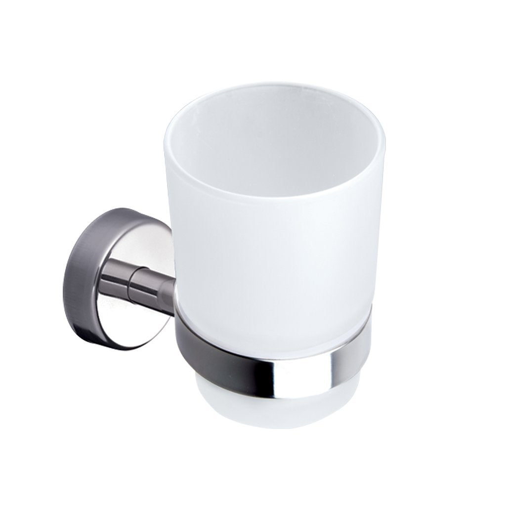 Kapitan Wall Mounted Toothbrush Holder | Frosted Glass & Stainless Steel