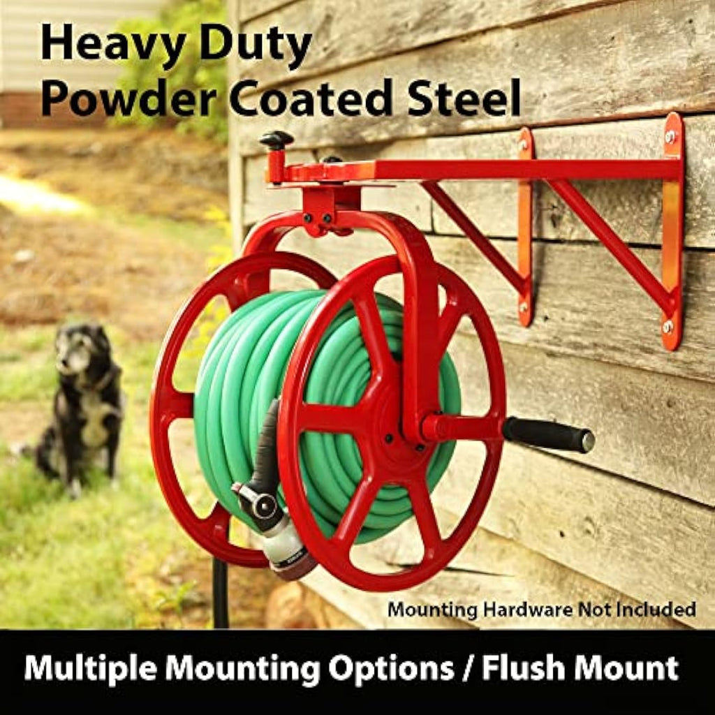 Liberty Garden Steel Hose Reel – 125-Foot Capacity with Storage Tray