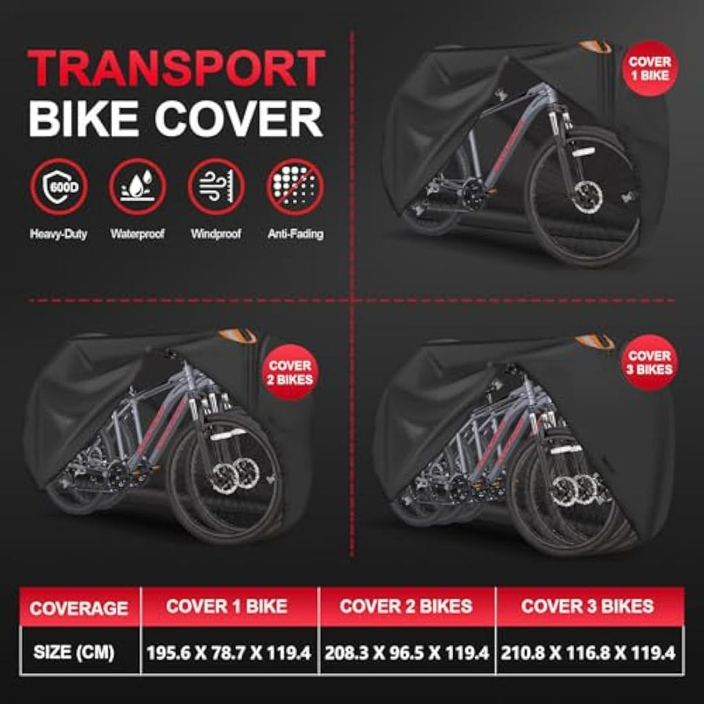Zettum Waterproof Bike Cover for 1 Bike – Heavy Duty 600D Hitch Rack Storage