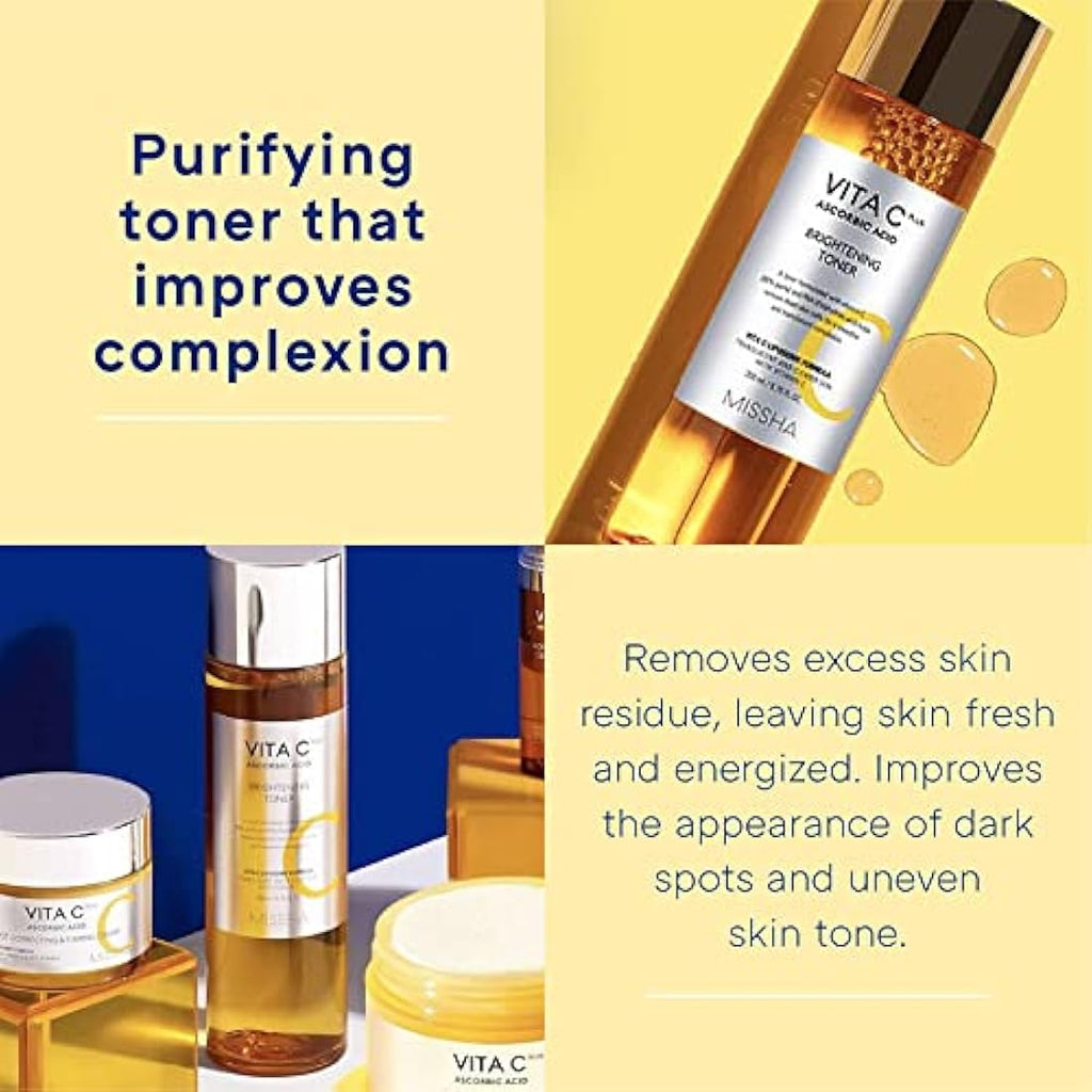 Missha Vita C Plus Brightening Toner – Vitamin C & PHA Exfoliator 200ml