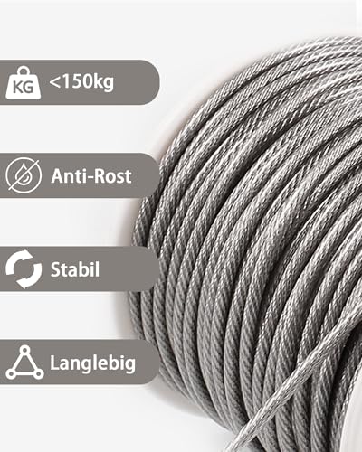 Jolof Store 30M Garden Wire Kit – 304 Stainless Steel Trellis for Plants
