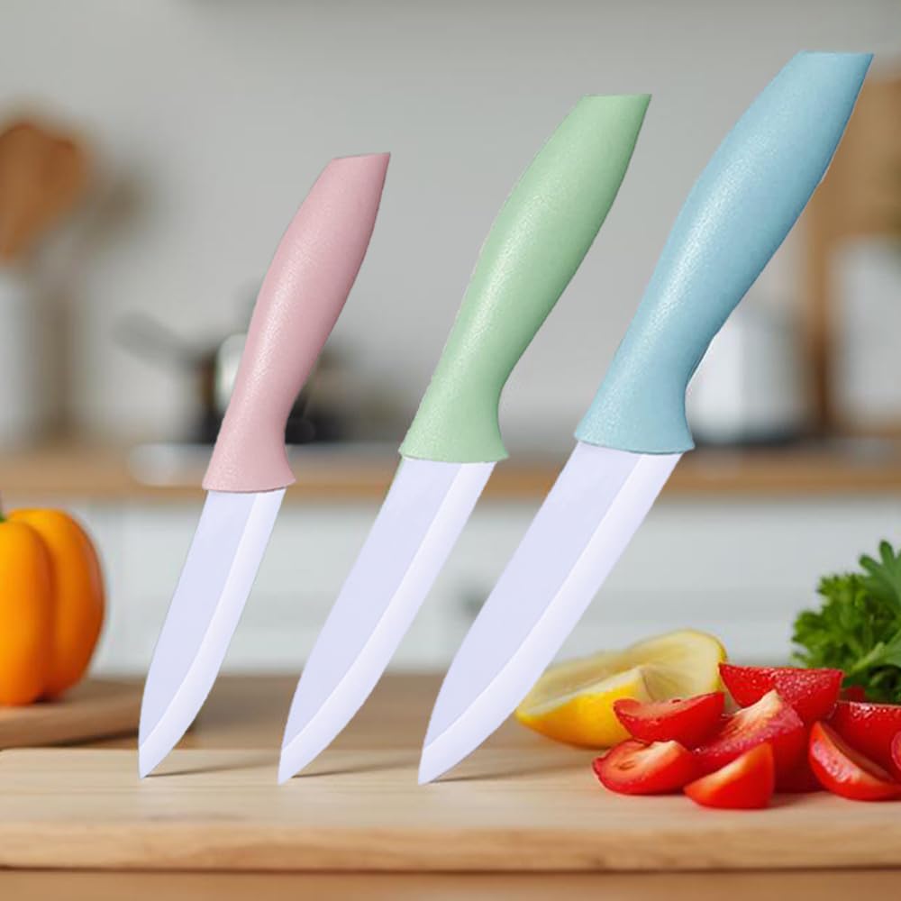 Zhiyun 3-Piece Ceramic Knife Set with Sheaths | Colorful Kitchen Cutlery