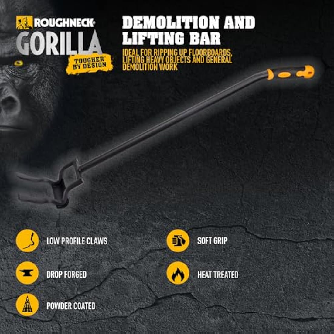 Roughneck Gorilla Demolition & Lifting Bar – Heavy-Duty Prying Tool