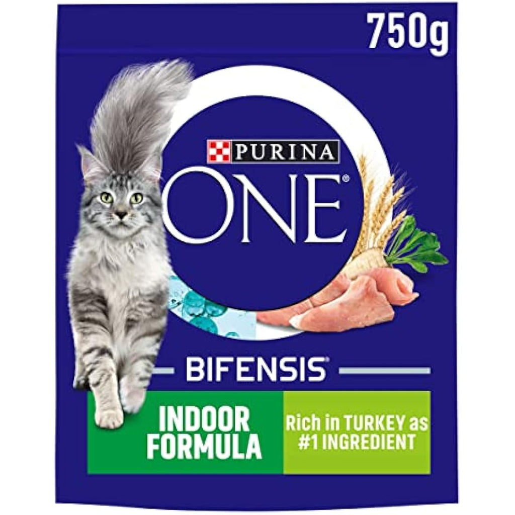 Purina One Indoor Turkey Dry Cat Food - Hairball & Odor Control 4x750g