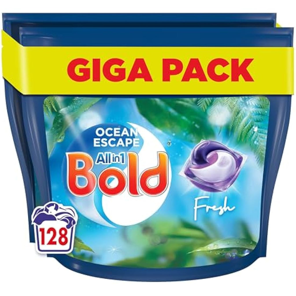 Bold All-in-1 Pods Laundry Detergent Capsules, Ocean Escape, 128 Washes