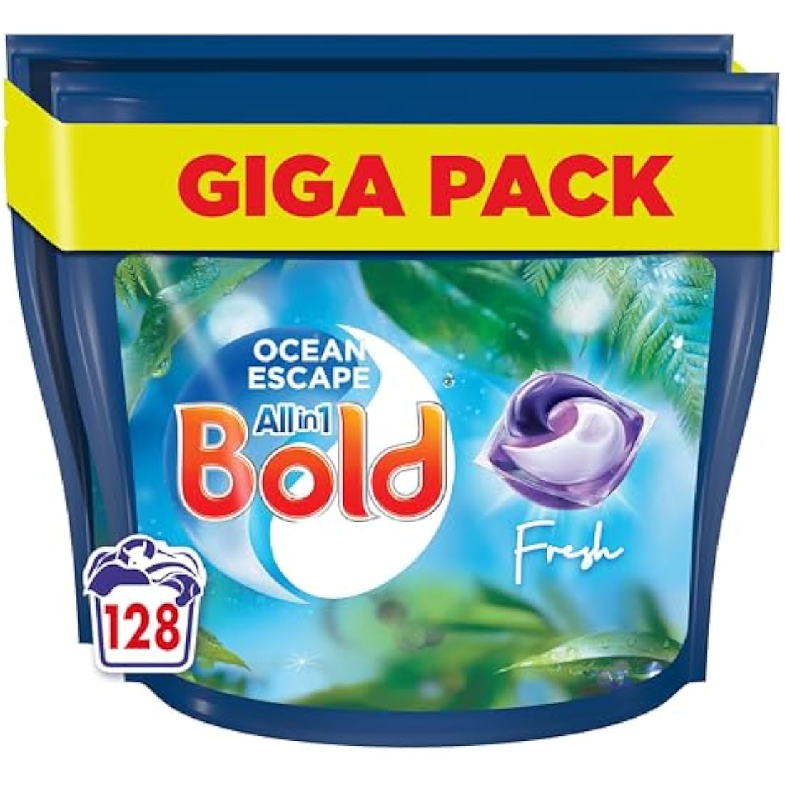 Bold All-in-1 Pods Laundry Detergent Capsules, Ocean Escape, 128 Washes