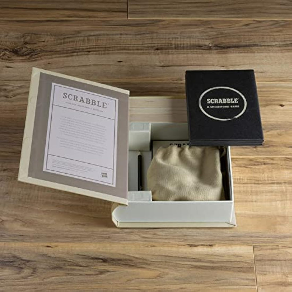WS Game Company Scrabble Vintage Bookshelf Edition – Linen Board Game