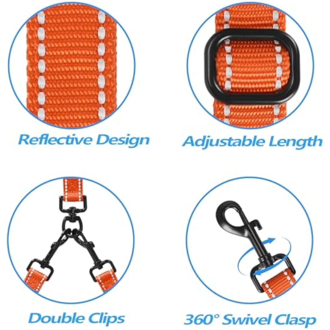 PetBonus Double Dog Leash – No Tangle Reflective Dual Lead with 4 Handles