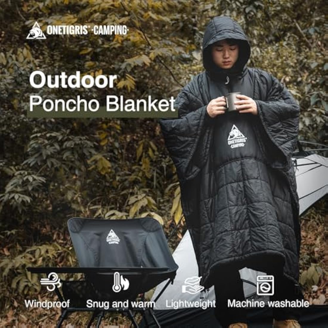 OneTigris Wearable Camping Blanket Poncho | 3M Thinsulate Insulation