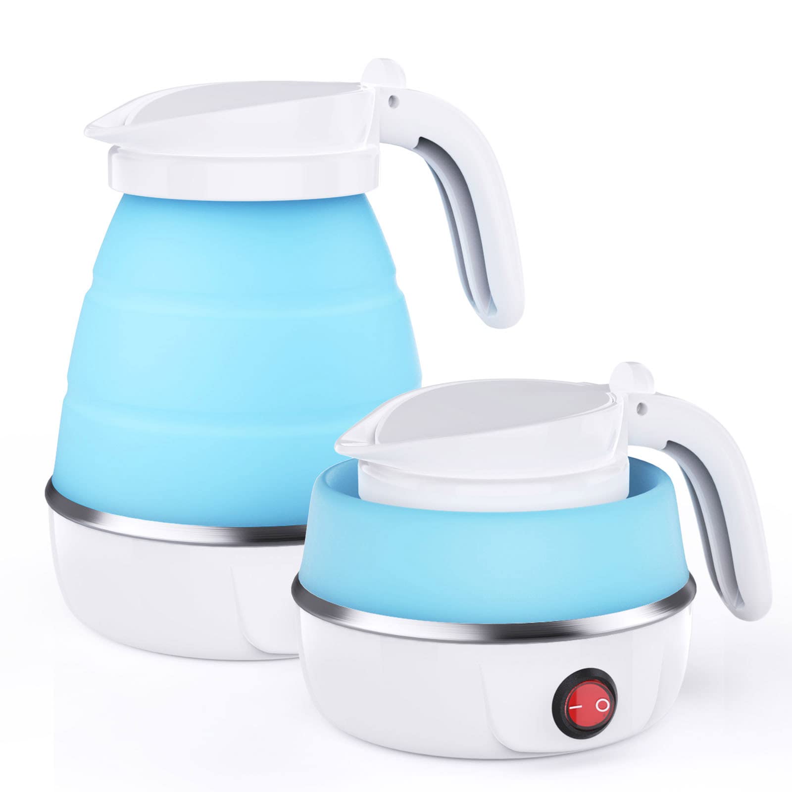 Jolof Store Foldable Electric Kettle – Portable Silicone Travel Boiler, Blue
