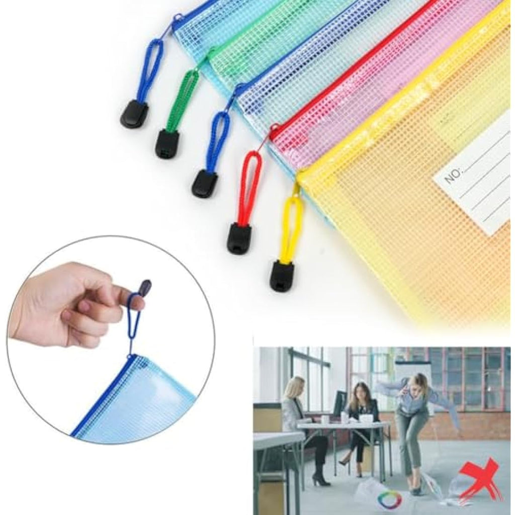 Vicloon 15Pcs Mesh Document Wallets | A3 A4 A5 Waterproof Zip Folders