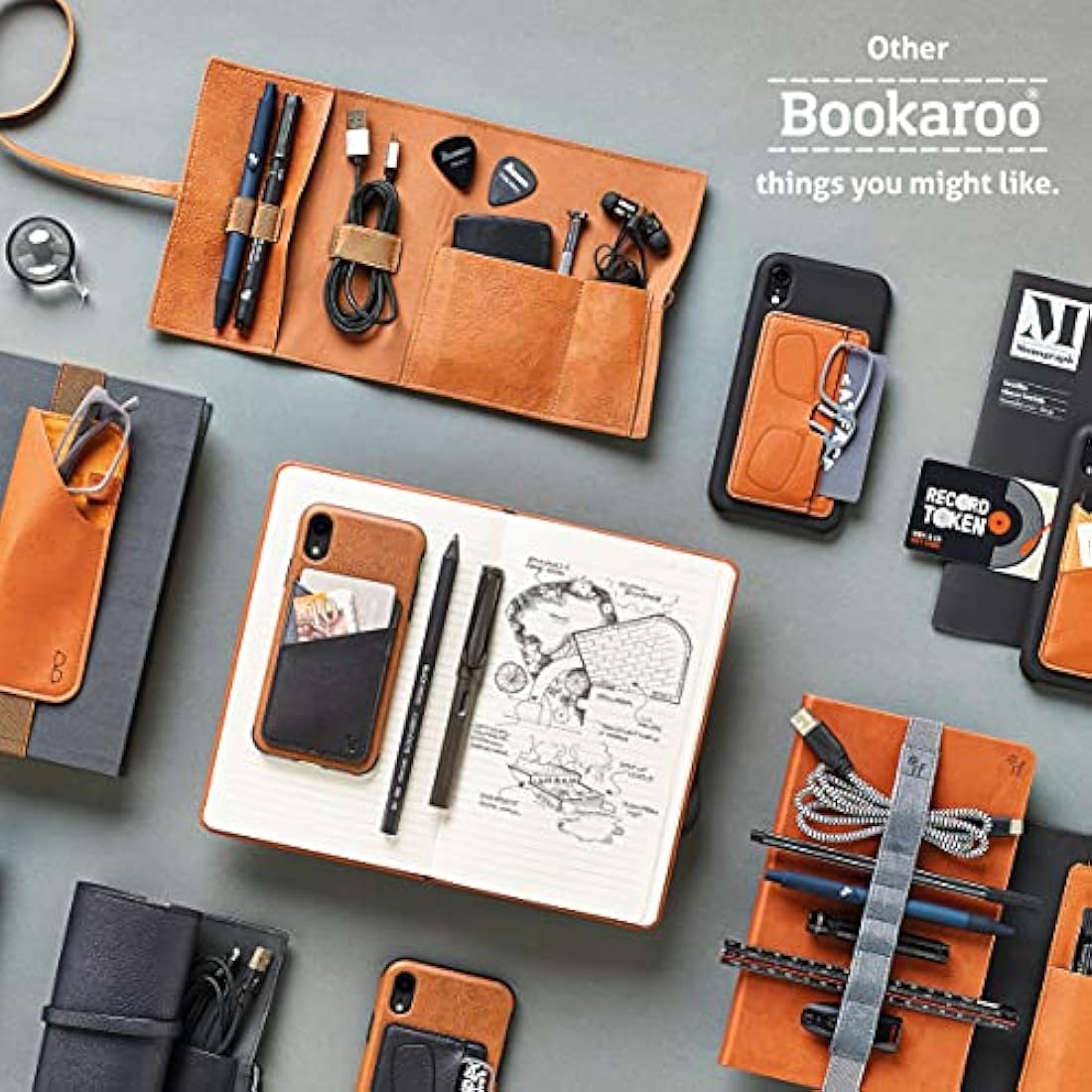 Bookaroo Leather-Look Books & Stuff Pouch – Brown Stationery Sleeve