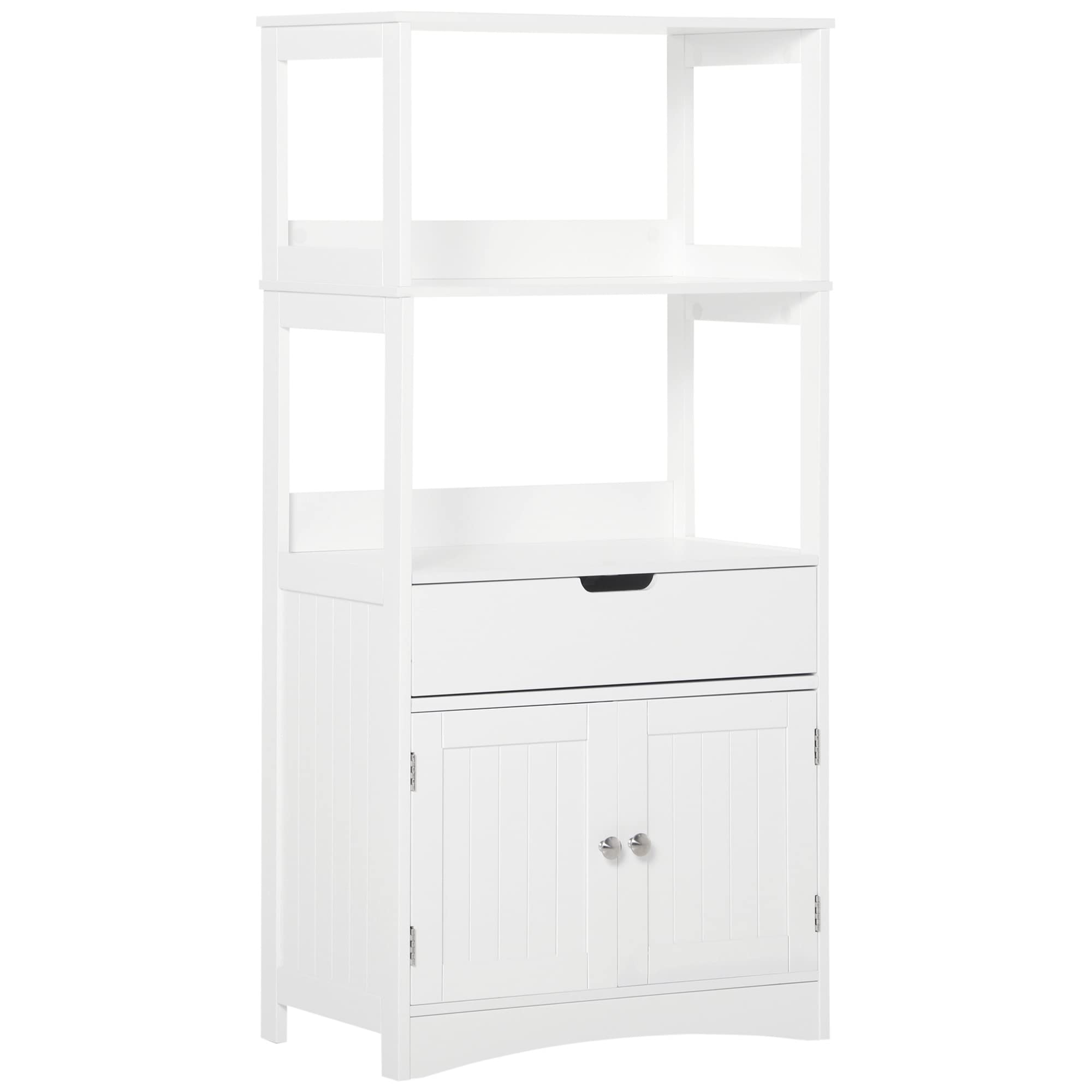 kleankin White Bathroom Floor Cabinet | Freestanding Storage Cupboard
