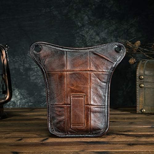 Mens Genuine Leather Motorcycle Drop Leg Bag & Waist Pack