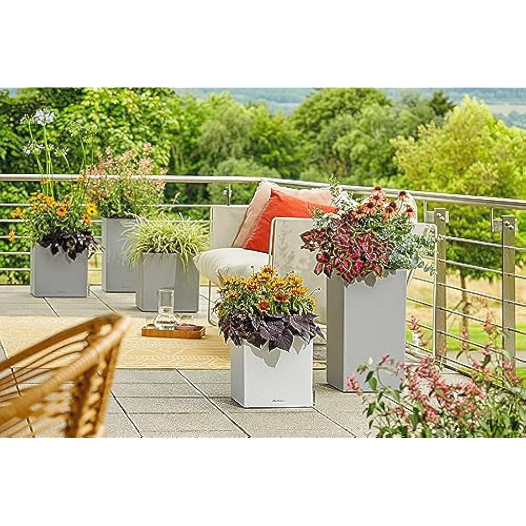 Lechuza Canto Stone 40 High Self-Watering Planter | Stone Grey Plastic