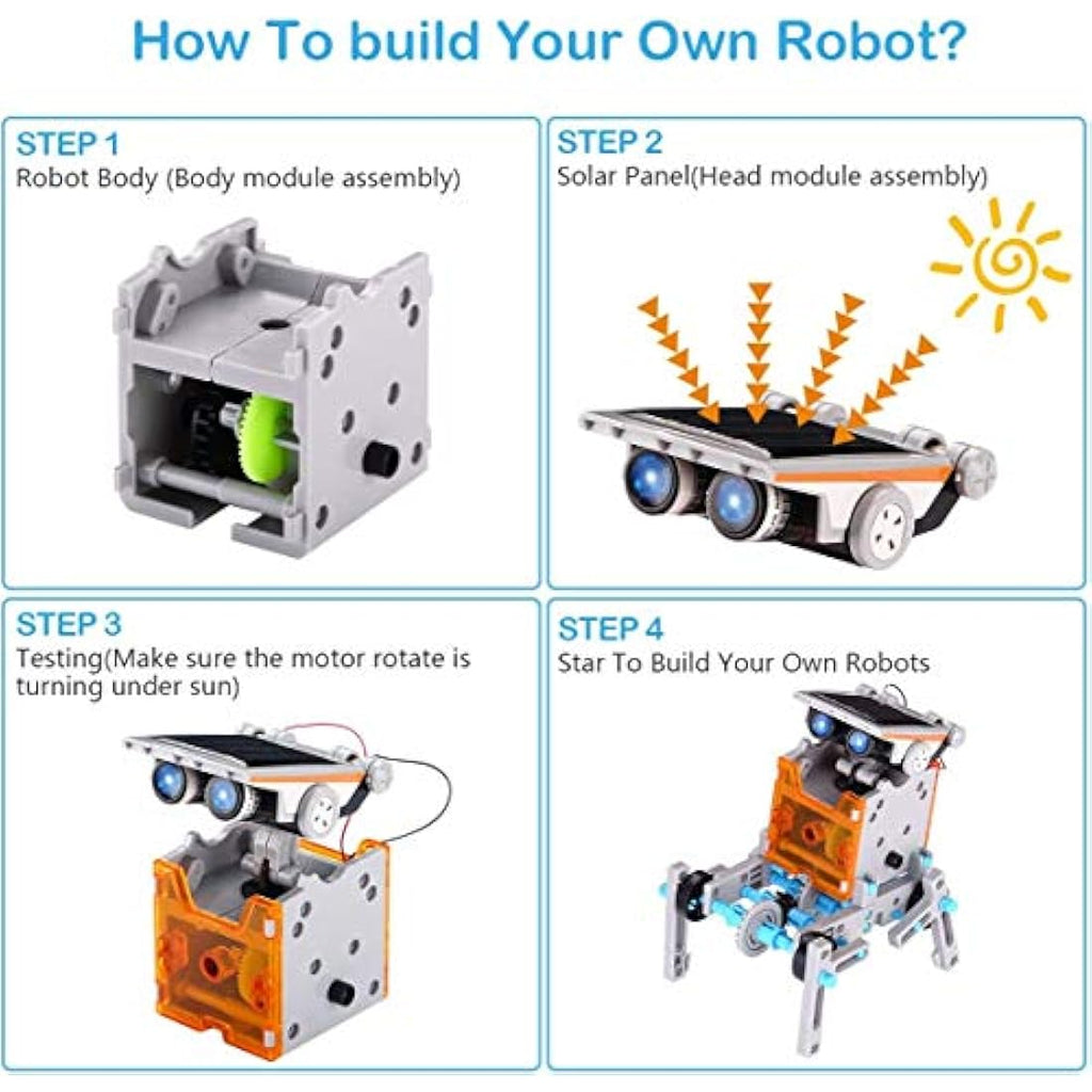 ACELIFE 12-in-1 Solar Robot STEM Toy | DIY Science Building Kit - Grey