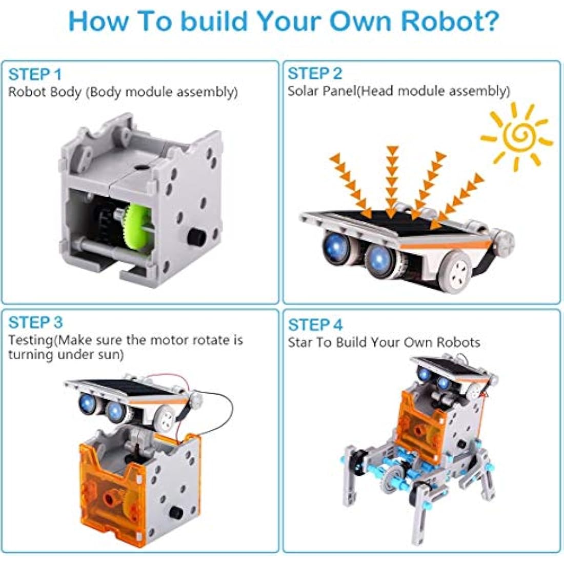 ACELIFE 12-in-1 Solar Robot STEM Toy | DIY Science Building Kit - Grey