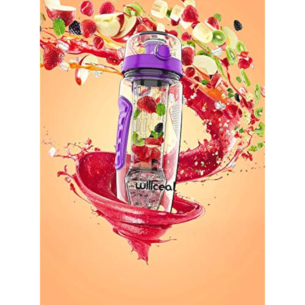 Fruit Infuser Water Bottle – 32oz BPA Free Tritan, Purple
