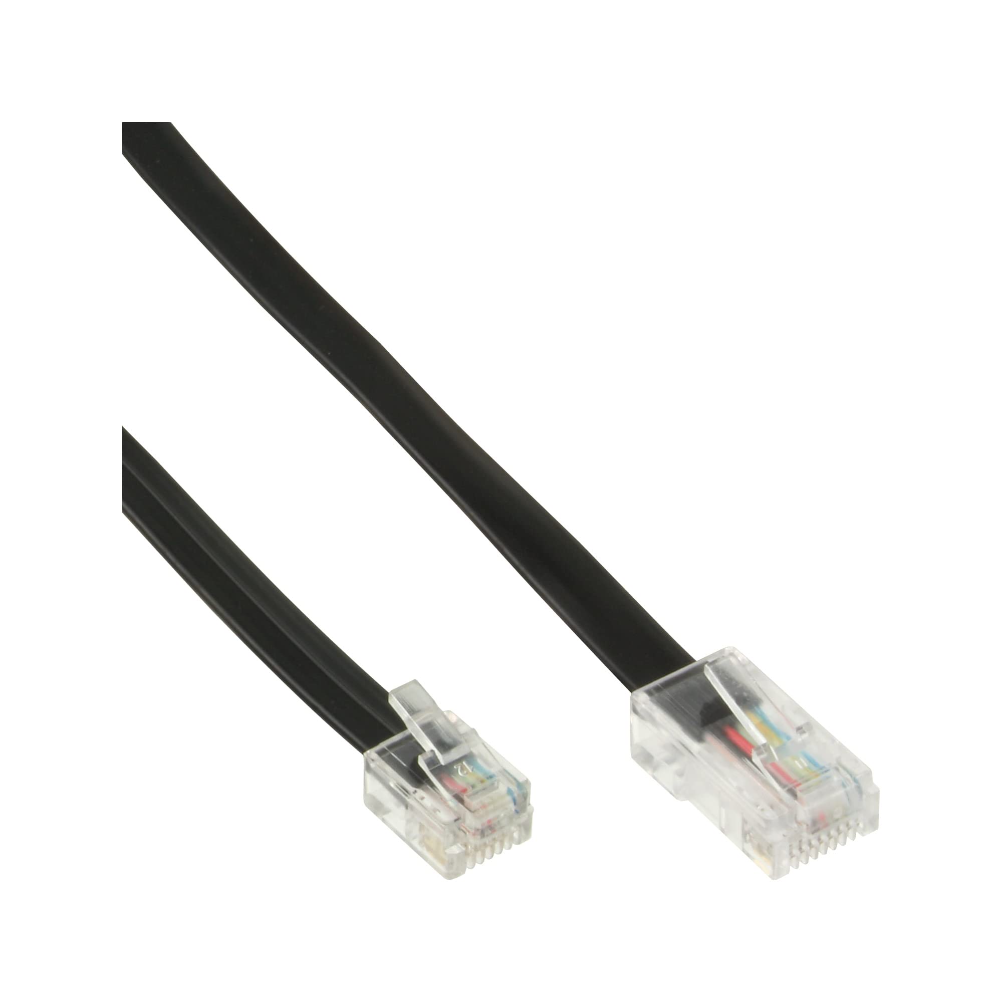 InLine RJ45 to RJ11 Modular Flat Connection Cable - 10m Black