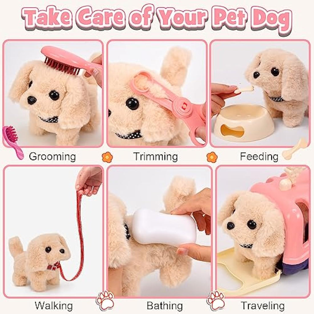 Tacobear Interactive Plush Puppy Toy – 13-Piece Pet Grooming Playset
