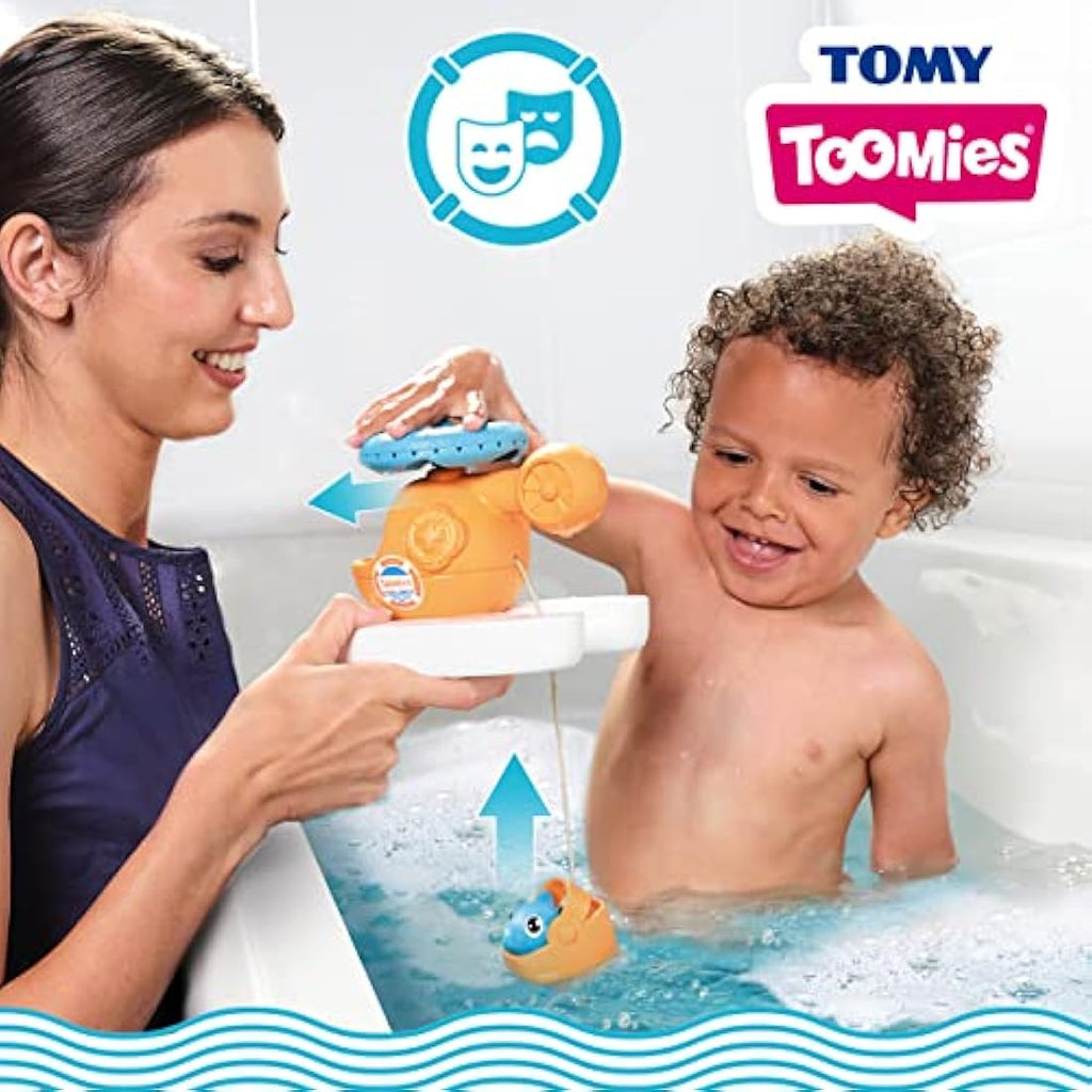 Toomies Splash & Rescue Helicopter Bath Toy with Squirting Pilot