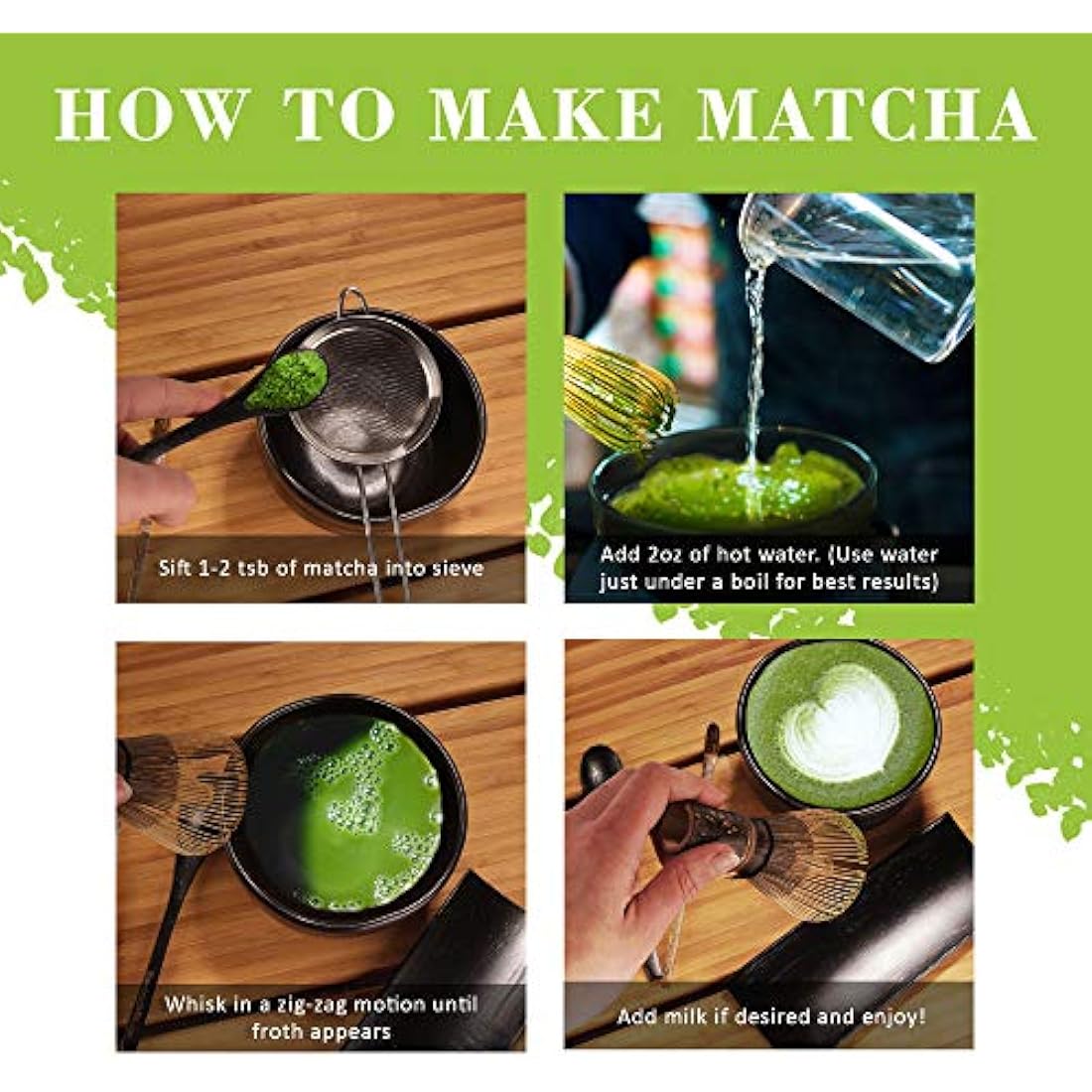 BambooMN Pink Matcha Bowl Set - 5-Piece Ceramic and Bamboo Tea Kit
