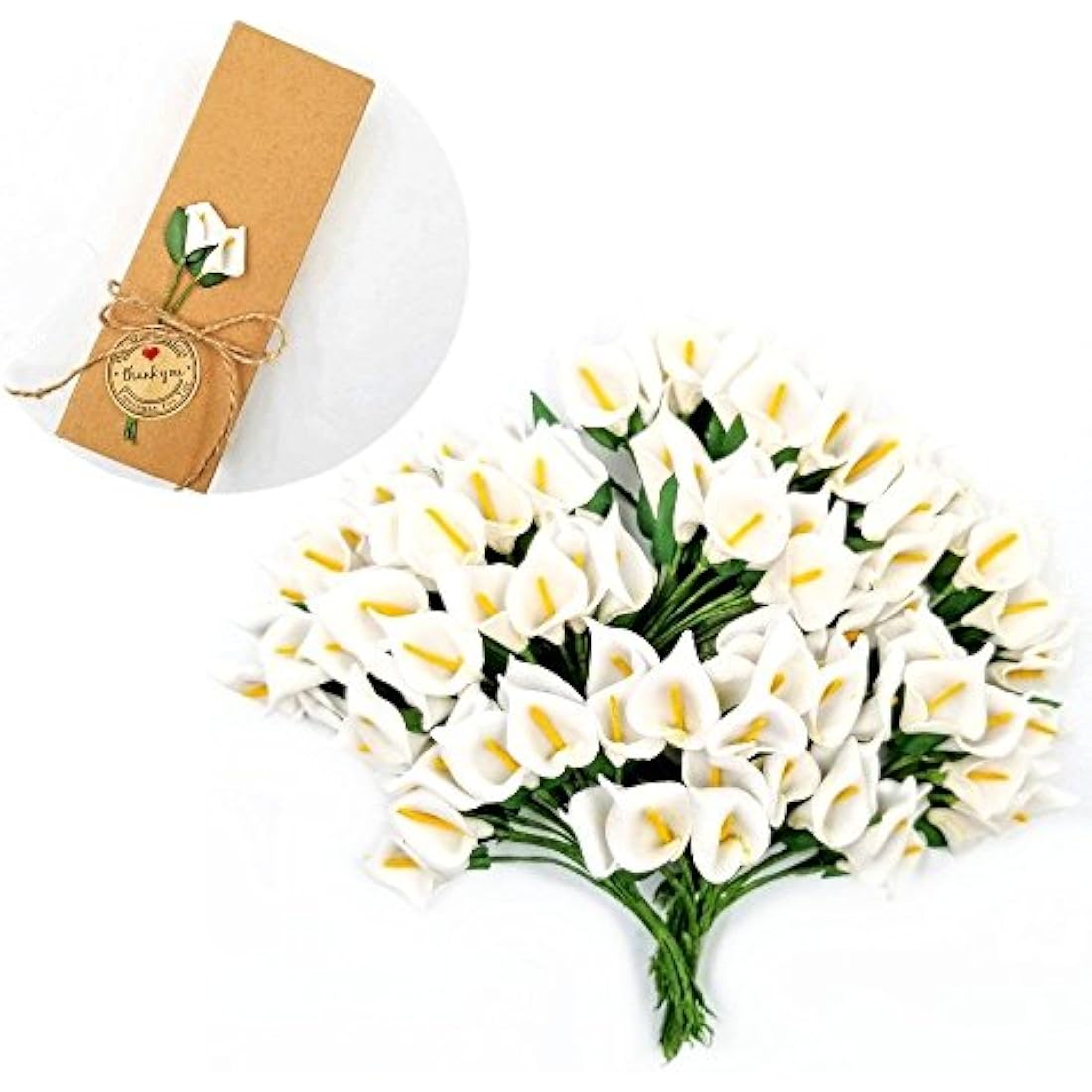 Jolof Store 144pcs White Foam Calla Lily Artificial Flowers for Crafts