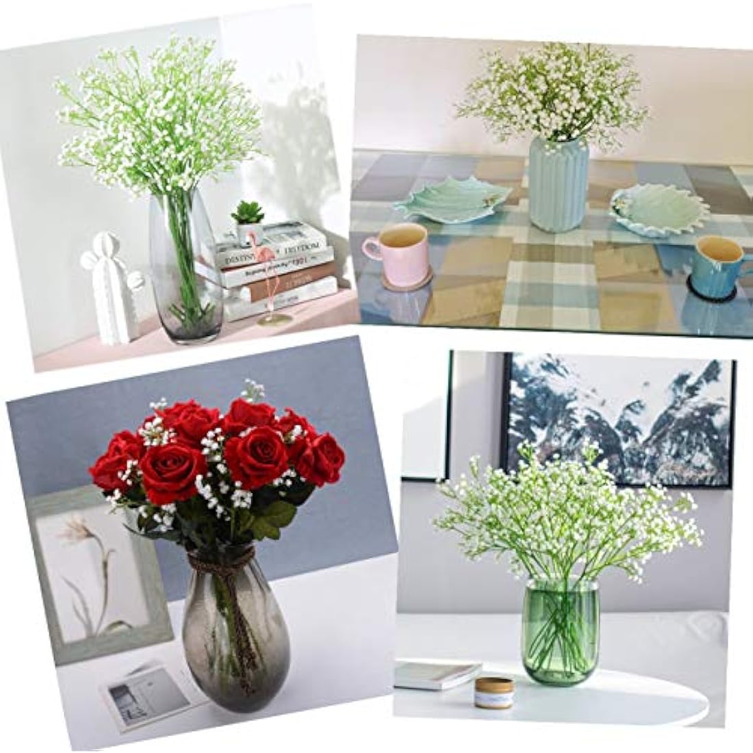 White Baby's Breath Artificial Flowers - 9 Stems Gypsophila