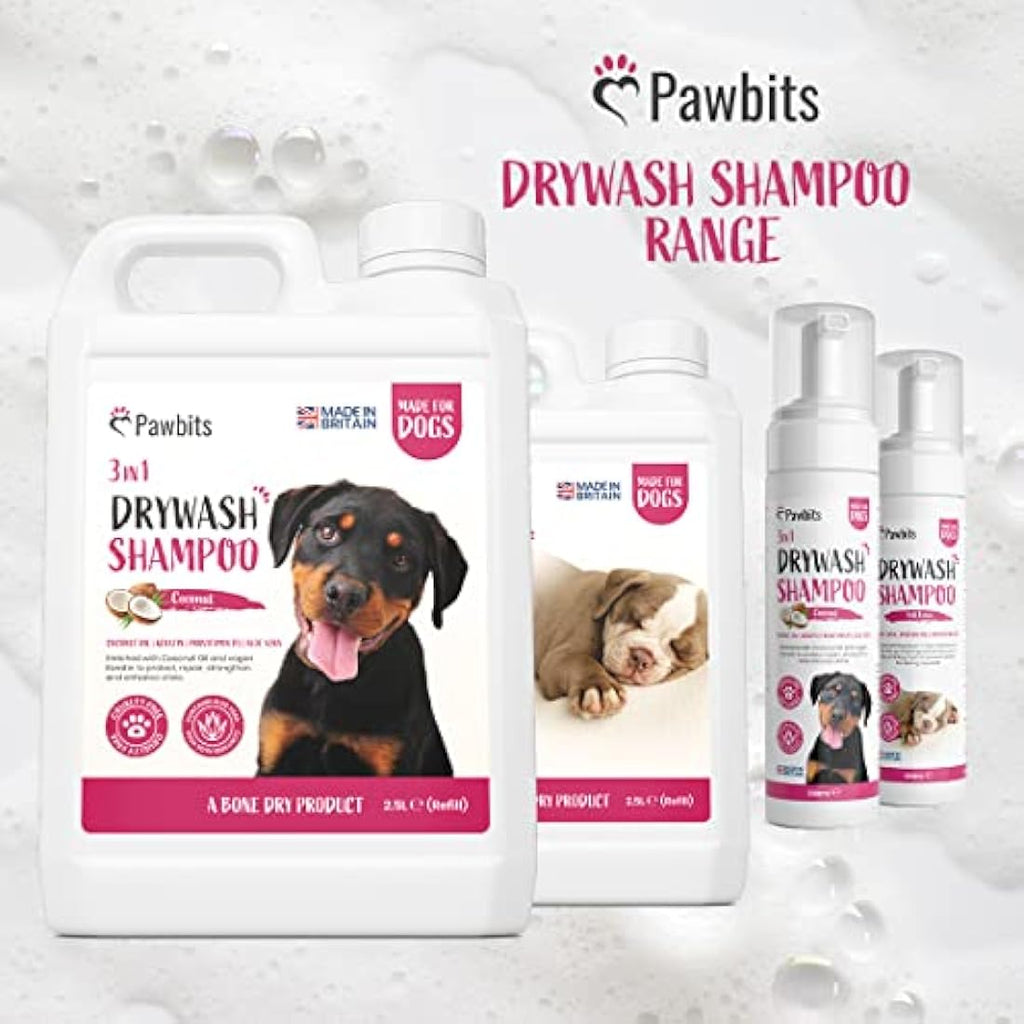 Pawbits Drywash Dog Shampoo – 3-in-1 Waterless Coconut Foam (2.5L)