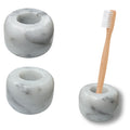 CraftsOfEgypt White Marble Toothbrush Holder – Minimalist Stand, 2 Pack